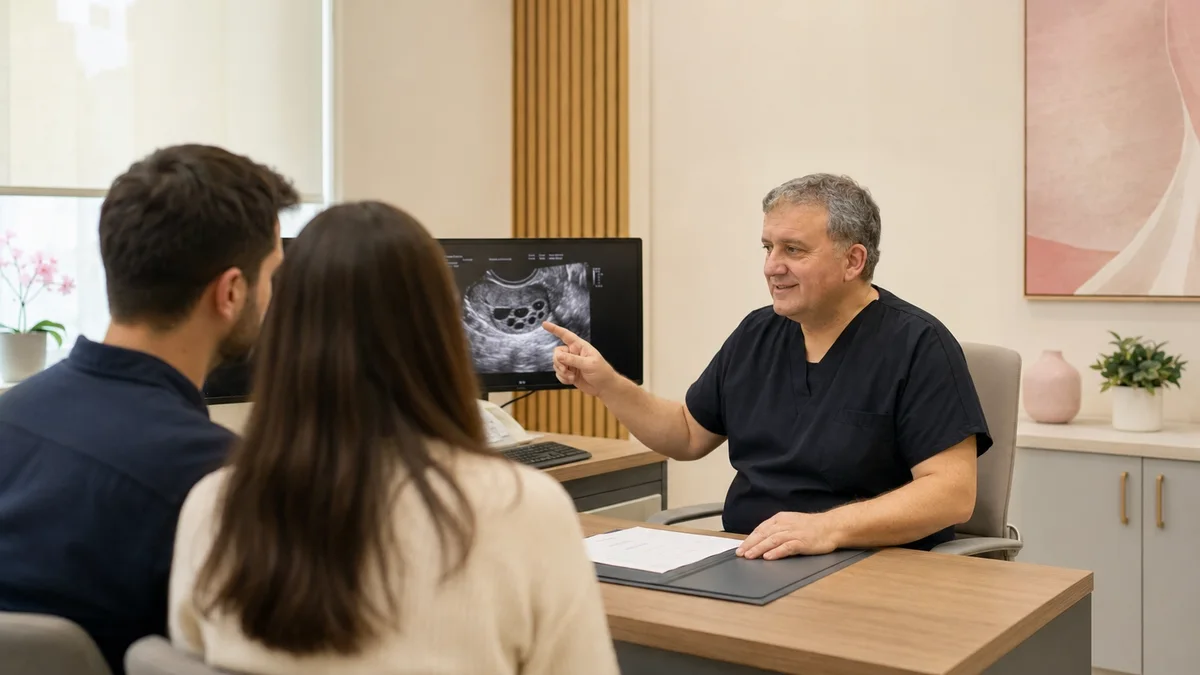 Mikro-TESE ve Sperm Dondurma 2 Prof. Dr. Ahmet Zeki Işık hasta görüşmesi (yapay zeka destekli görsel)